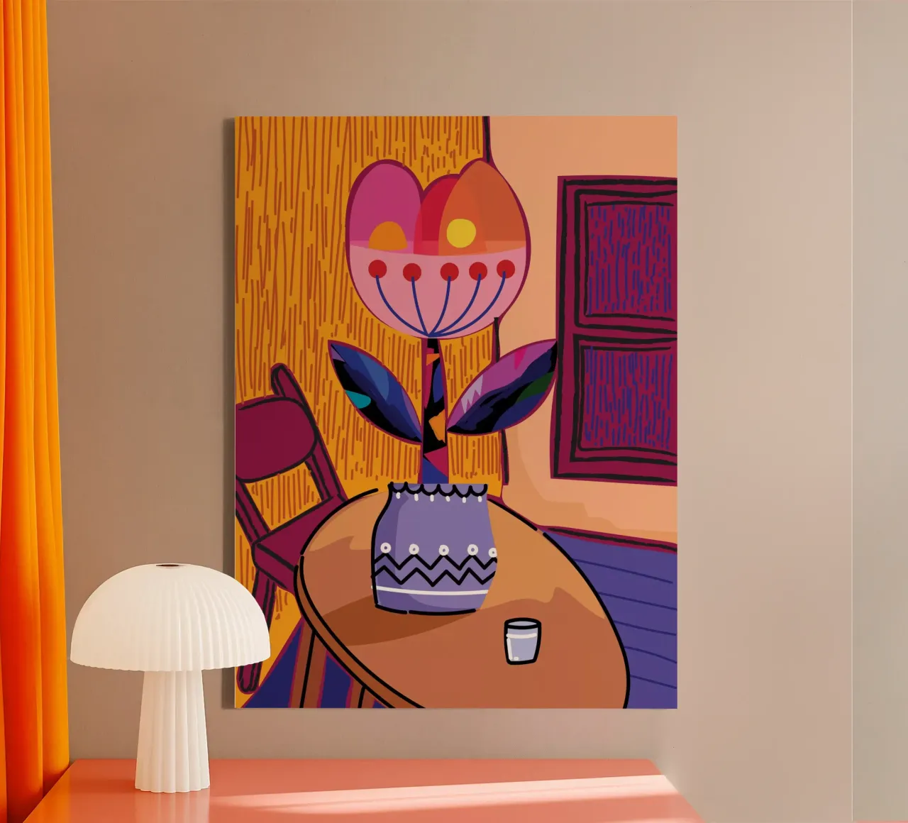 Table Flower tela con Cornice a cassetta da Artsy Bessy