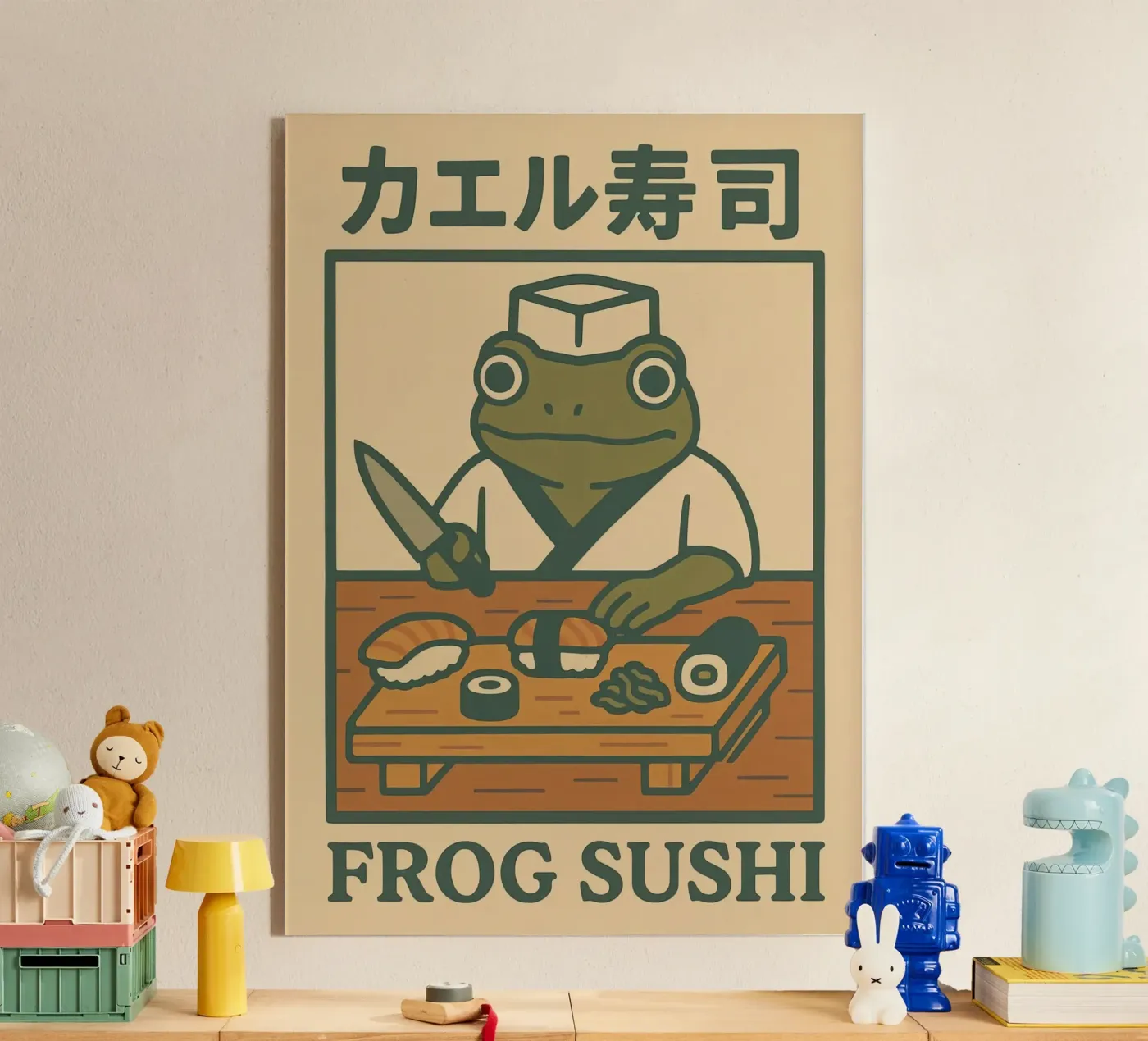 Frog Sushi Chef acrylic glass by Ryley Smith traveler