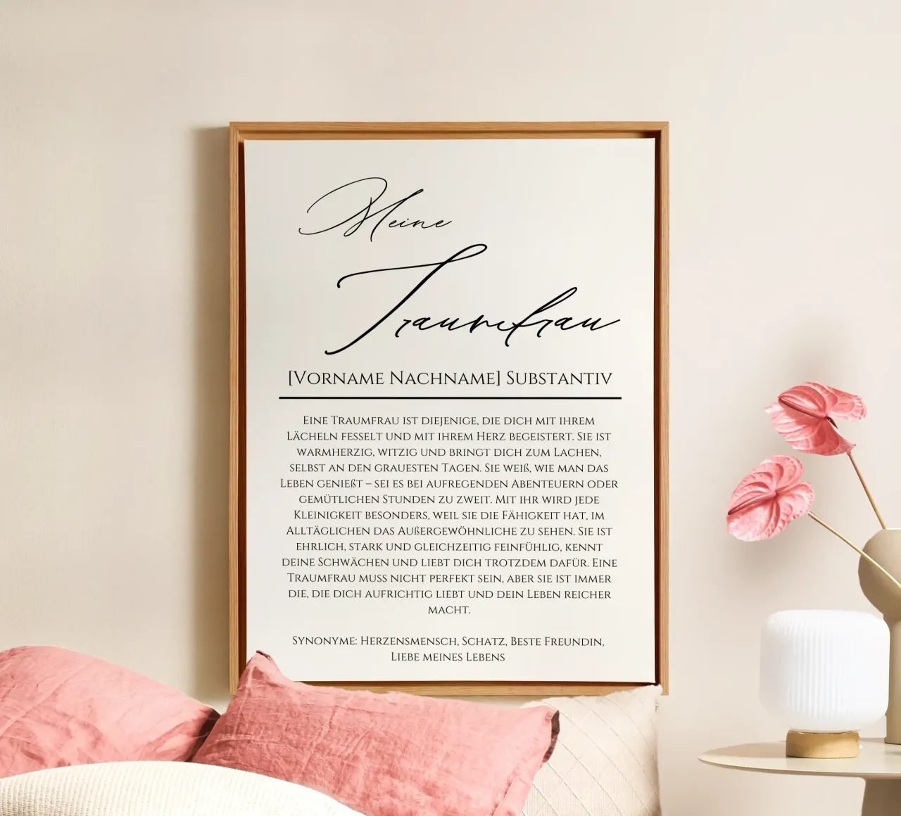 Definition Meine Traumfrau, Geschenk zum Valentinstag tela con Cornice a cassetta da Wortfieber