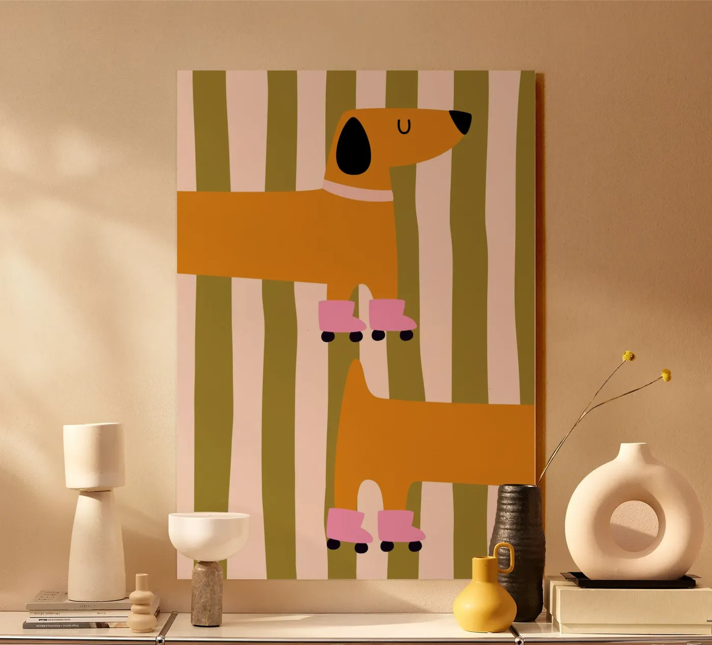 Dackel Skateboard Alu-Dibond von PurePeachKids