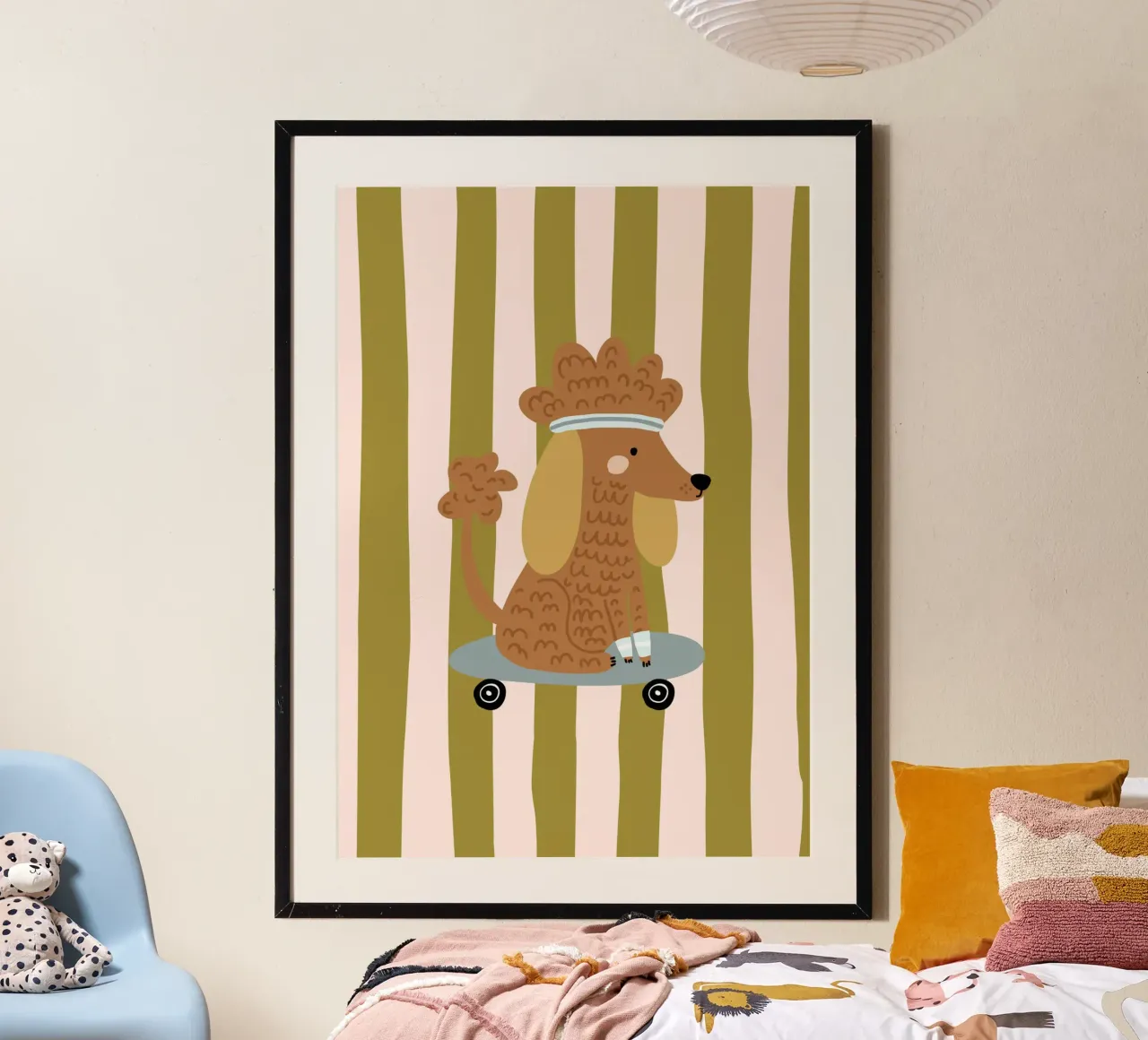 Hippie Dog Skateboard poster by PurePeachKids