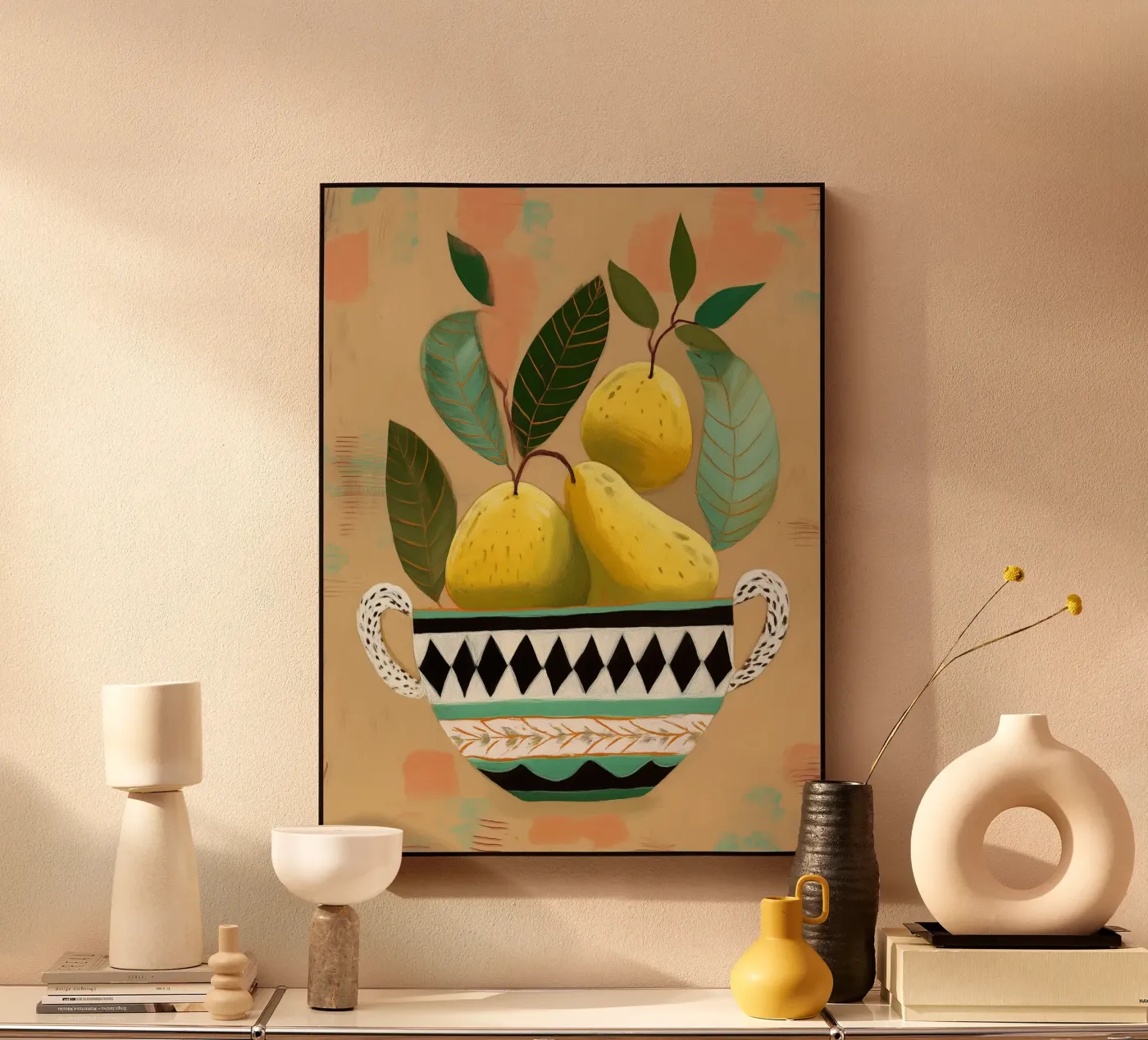 Patterned Bowl with Pears Acryl-Glas von cityart