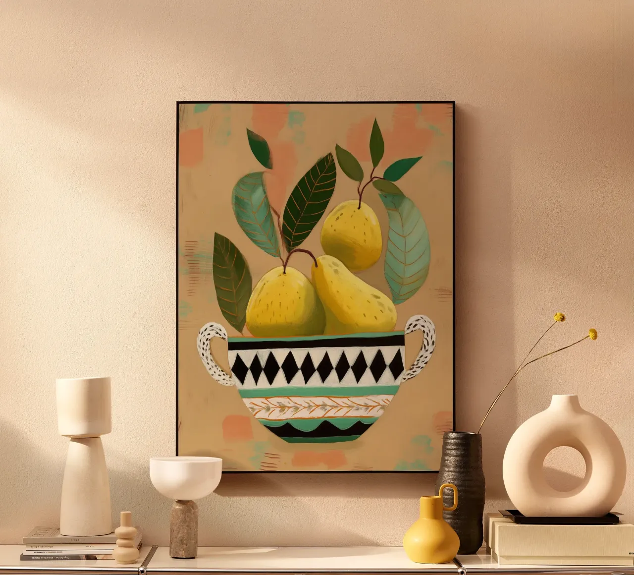 Patterned Bowl with Pears plexiglass da cityart