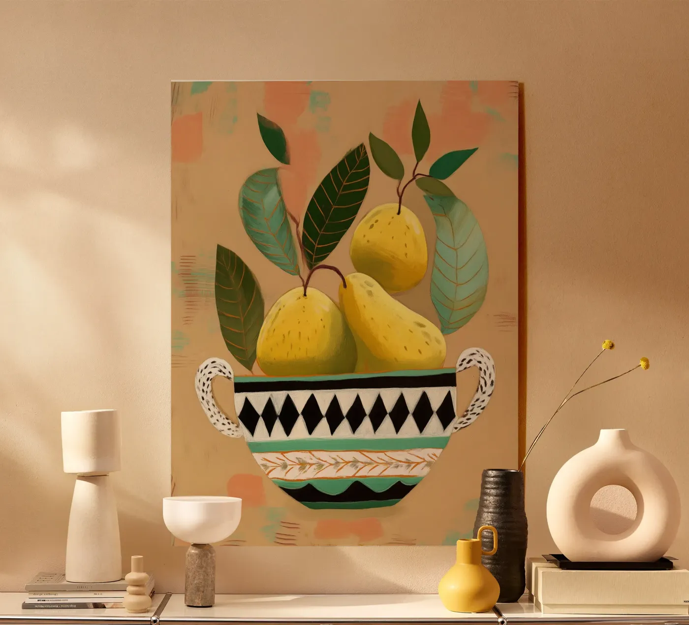 Patterned Bowl with Pears Acryl-Glas von cityart