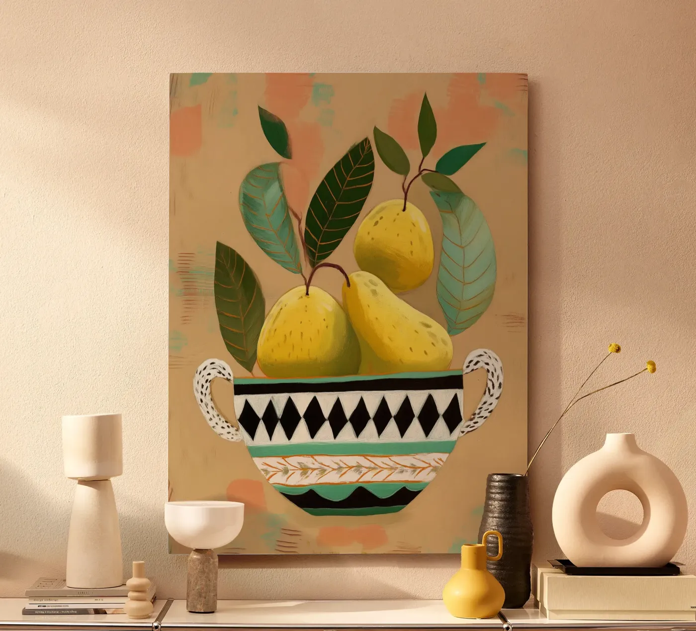 Patterned Bowl with Pears forex plate by cityart