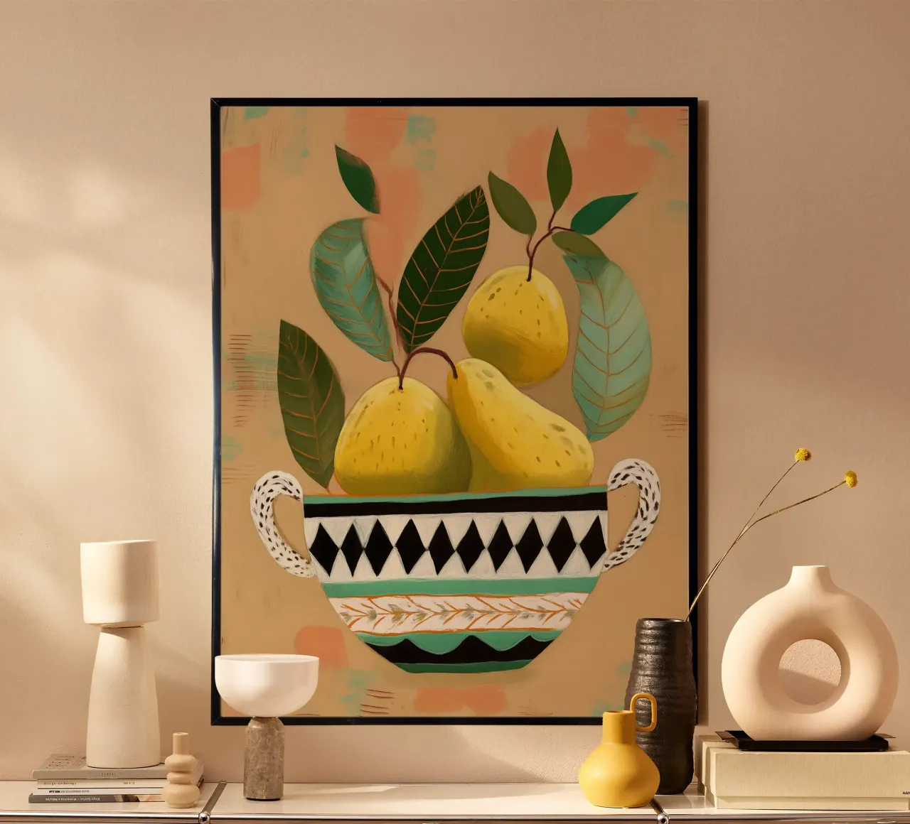Patterned Bowl with Pears poster da cityart