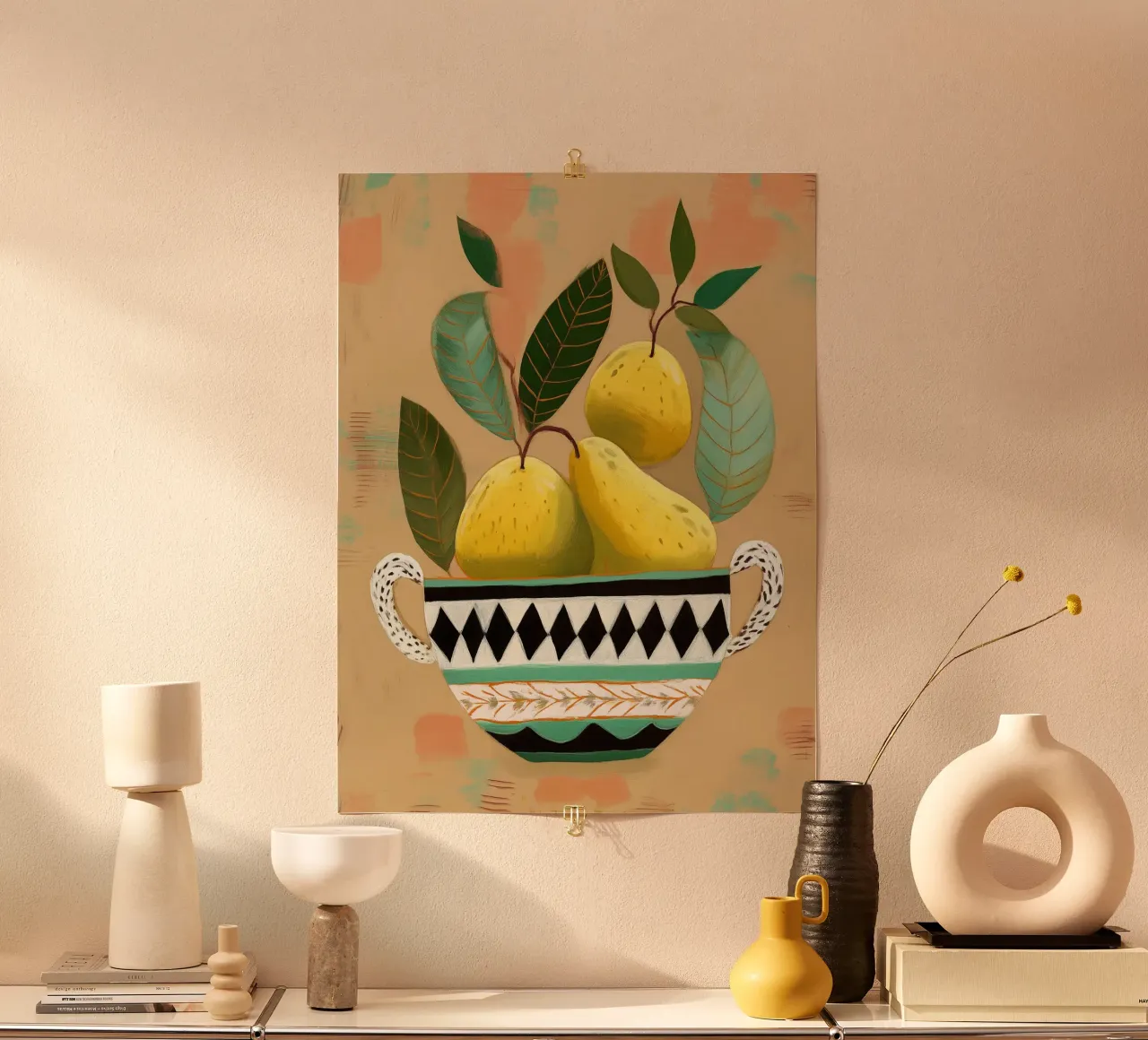 Patterned Bowl with Pears poster da cityart