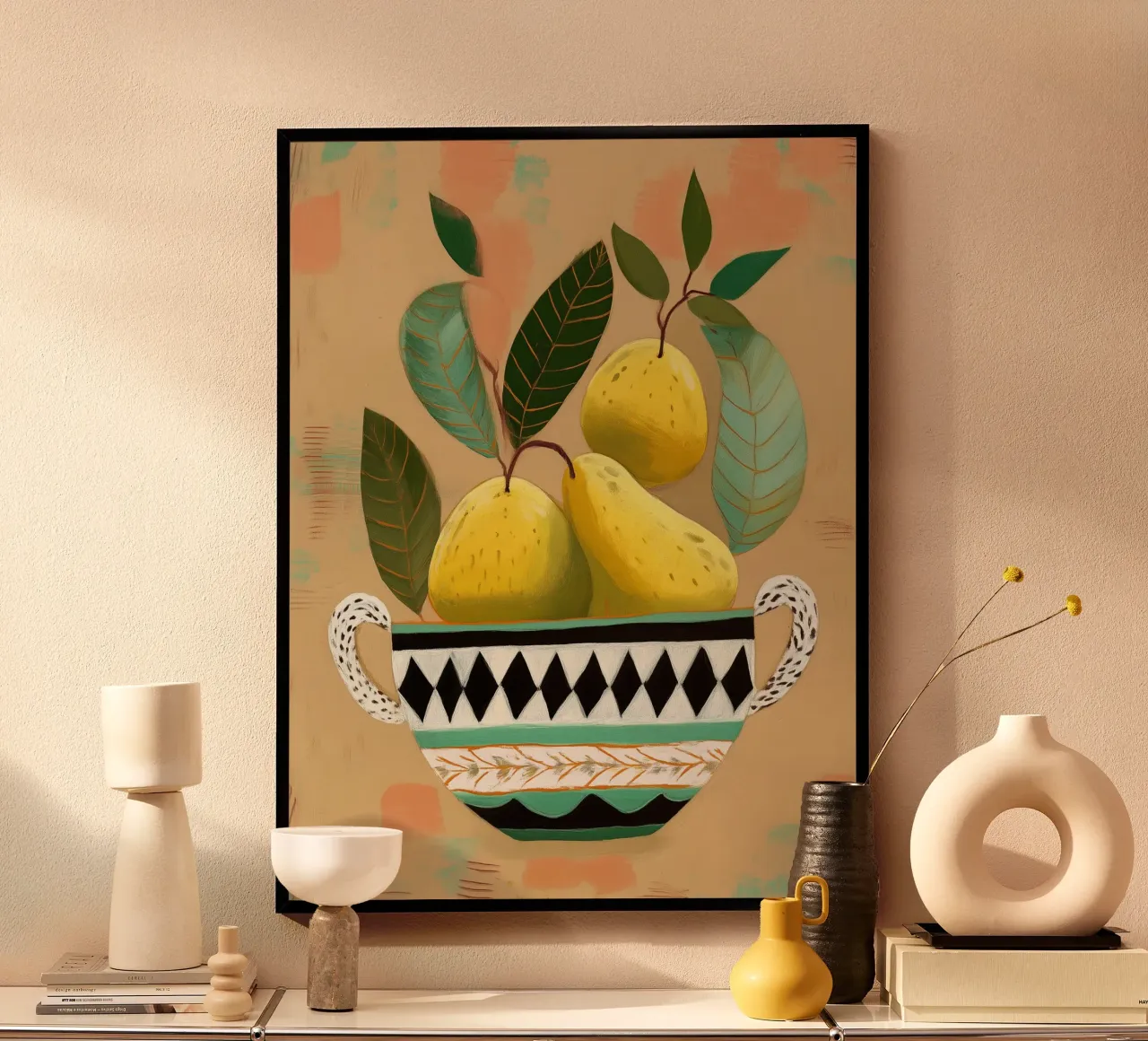 Patterned Bowl with Pears poster da cityart