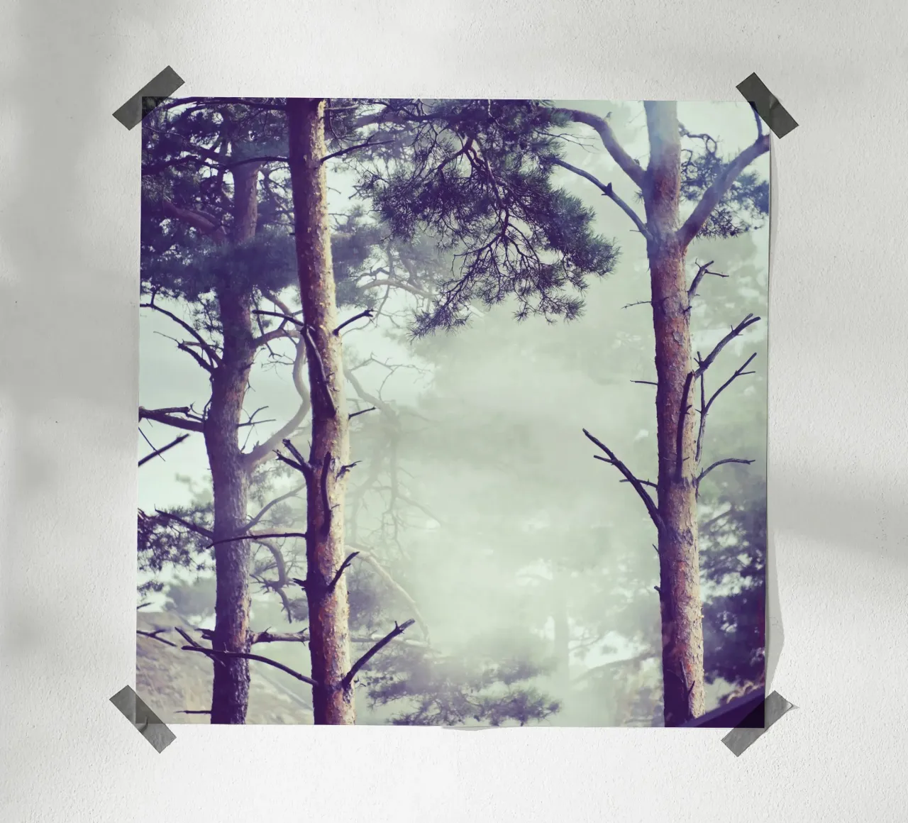 NebelWald - Dänemark Poster mit Holzrahmen von stine wiemann