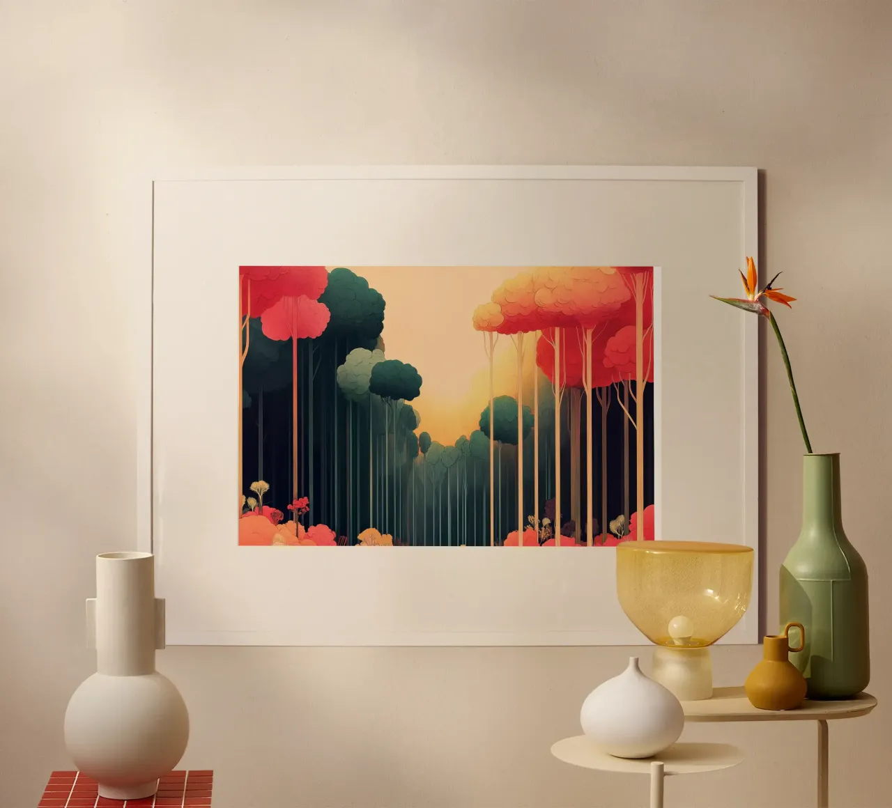 Illustrazione surreale di una foresta colorata poster da Little Things