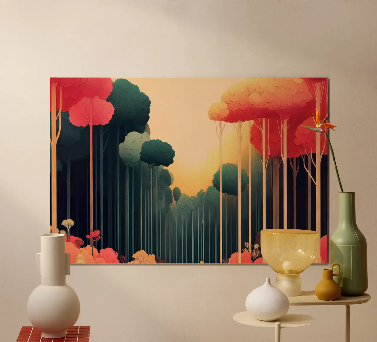 Illustrazione surreale di una foresta colorata poster da Little Things