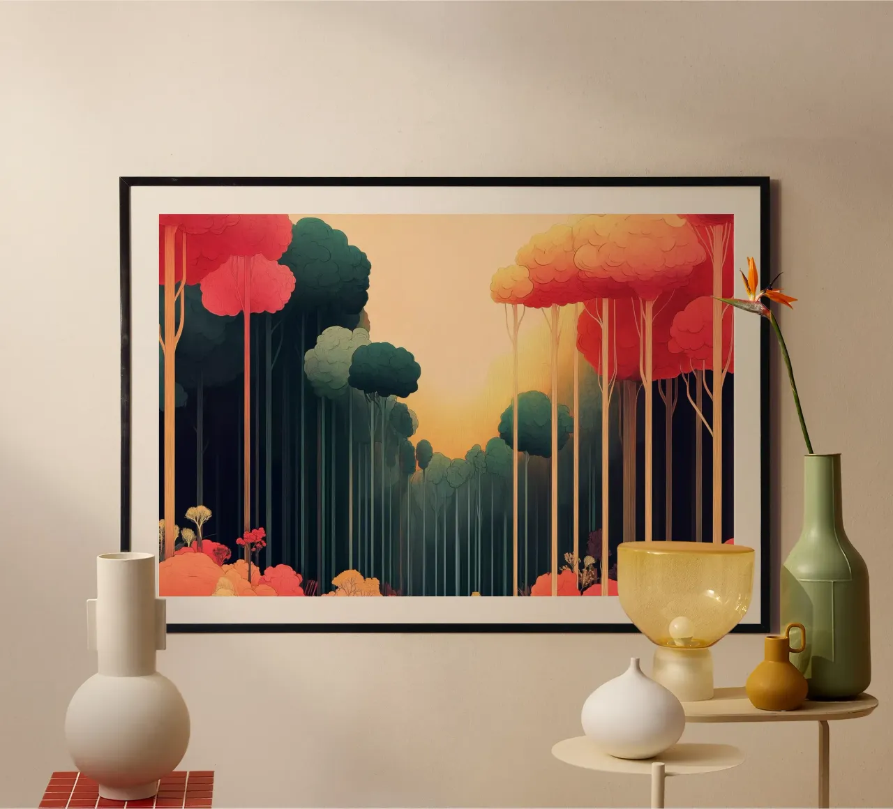 Illustrazione surreale di una foresta colorata poster da Little Things
