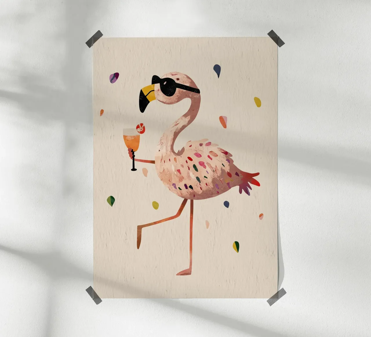 Flamingo drinking poster by Dreamy Nursery