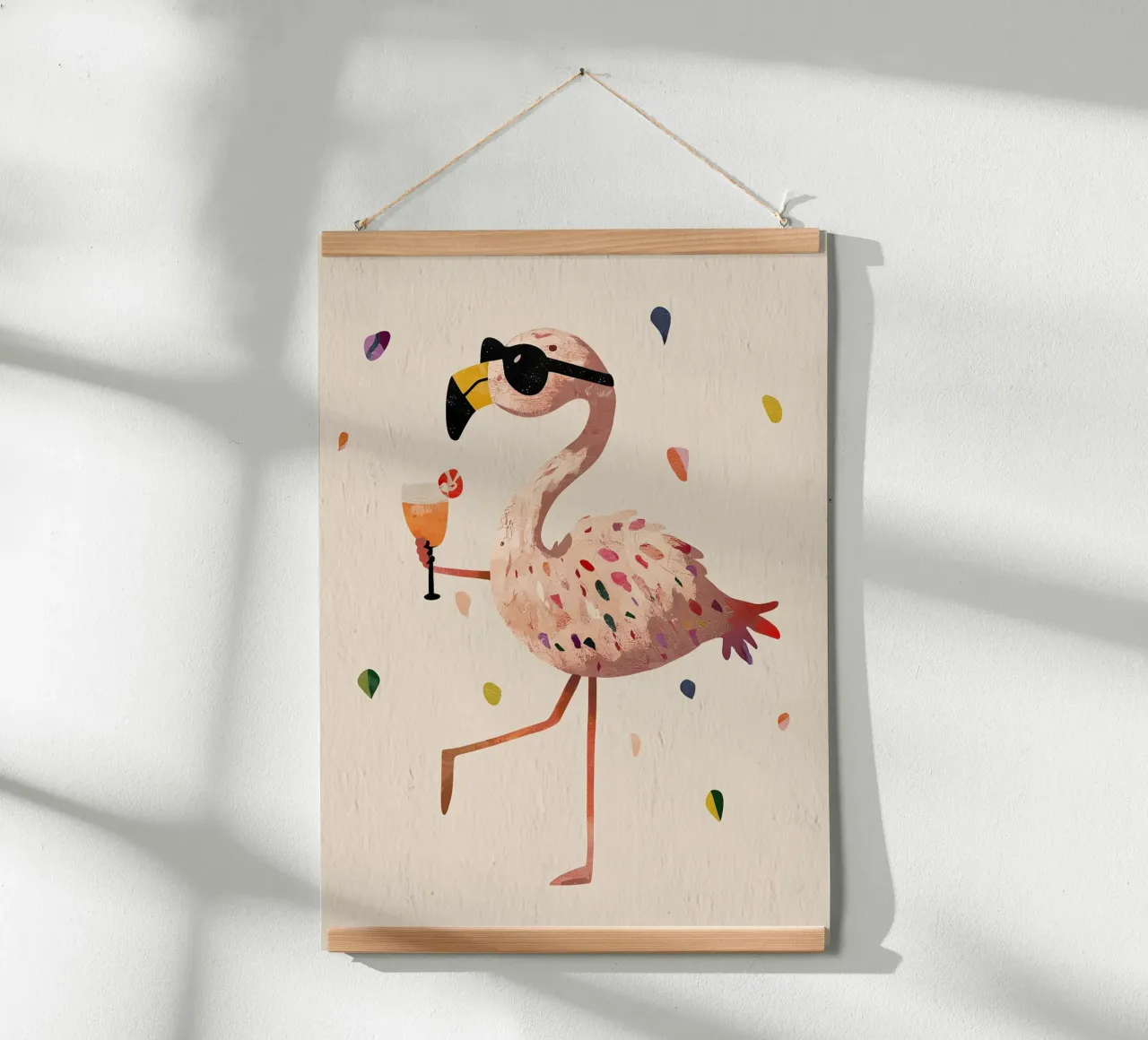 Flamingo drinking poster by Dreamy Nursery