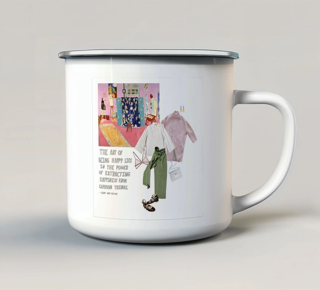 The art of being happy tazza in smalto da TASTE OF BLISS