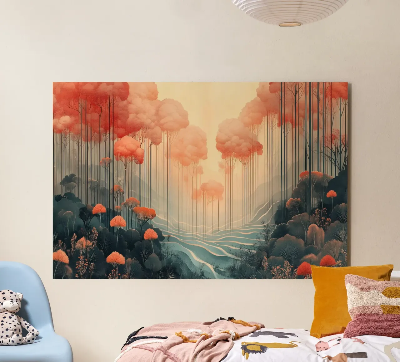 Pink forest landscape alu-dibond by Little Things