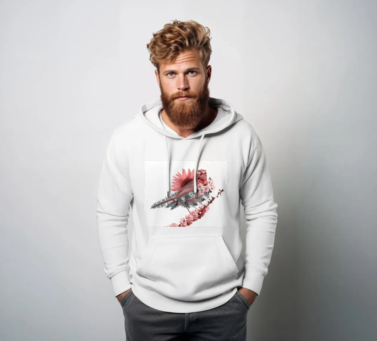 Uccello in fiore felpa con cappuccio da arizrab