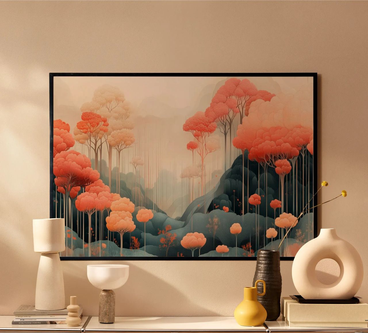 rosa Wald Landschaft Illustration Poster von Little Things