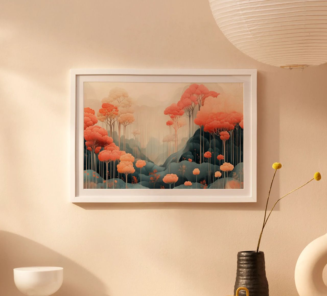 rosa Wald Landschaft Illustration Poster von Little Things