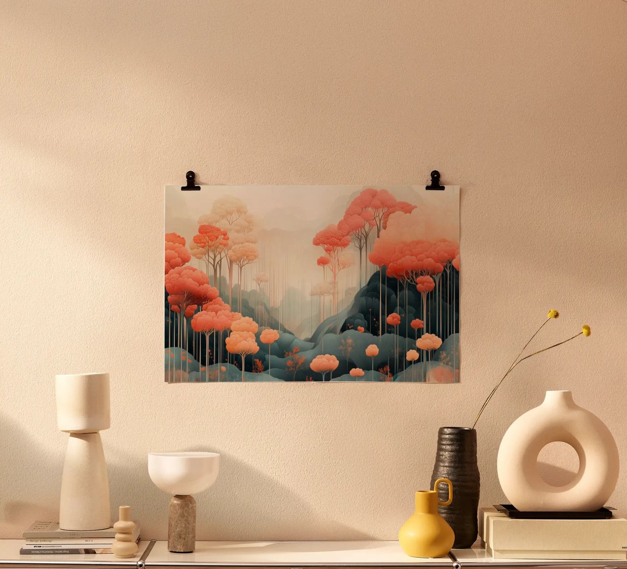 rosa Wald Landschaft Illustration Poster von Little Things