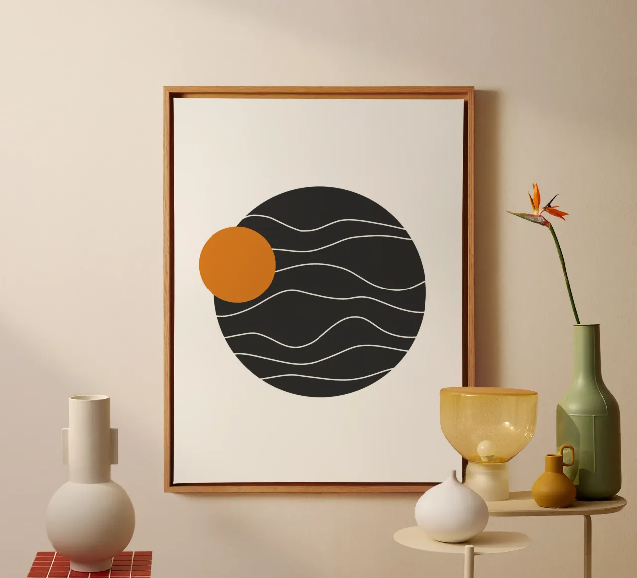 Retro planet canvas met Baklijst van BAINAI