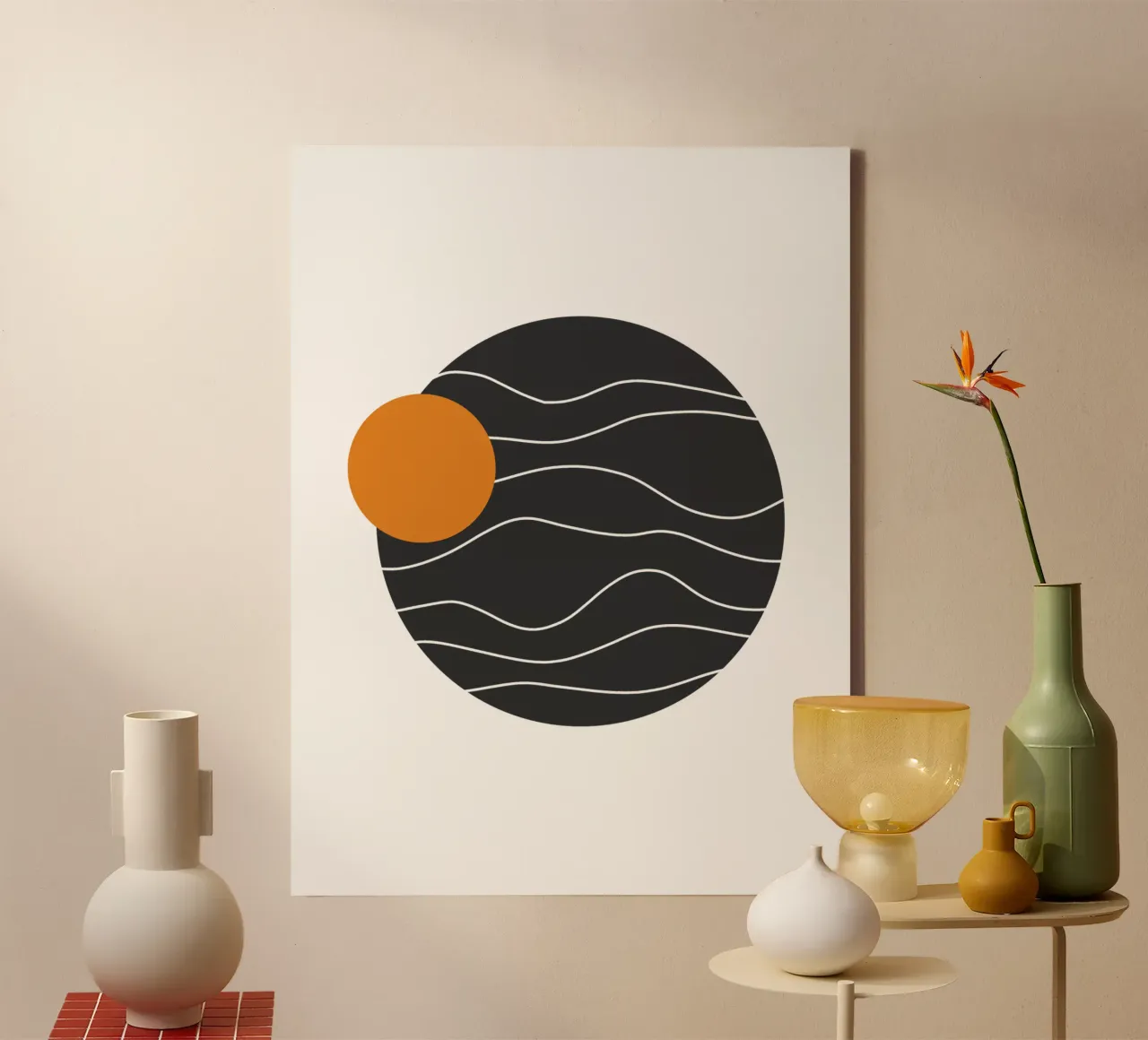 Retro planet canvas met Baklijst van BAINAI