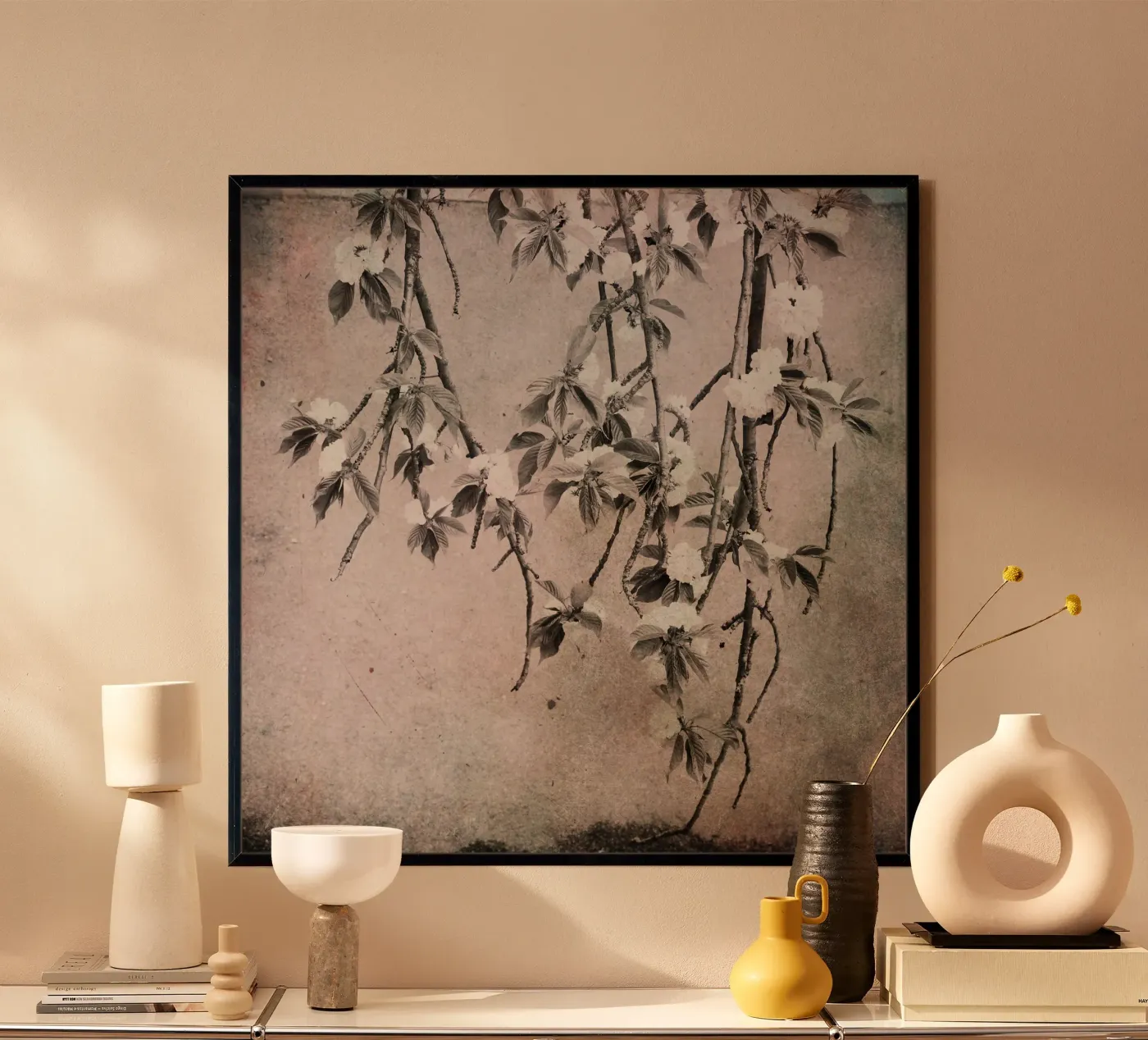 vintage cherry tree branches poster van Visuelle Poesie am Wegesrand