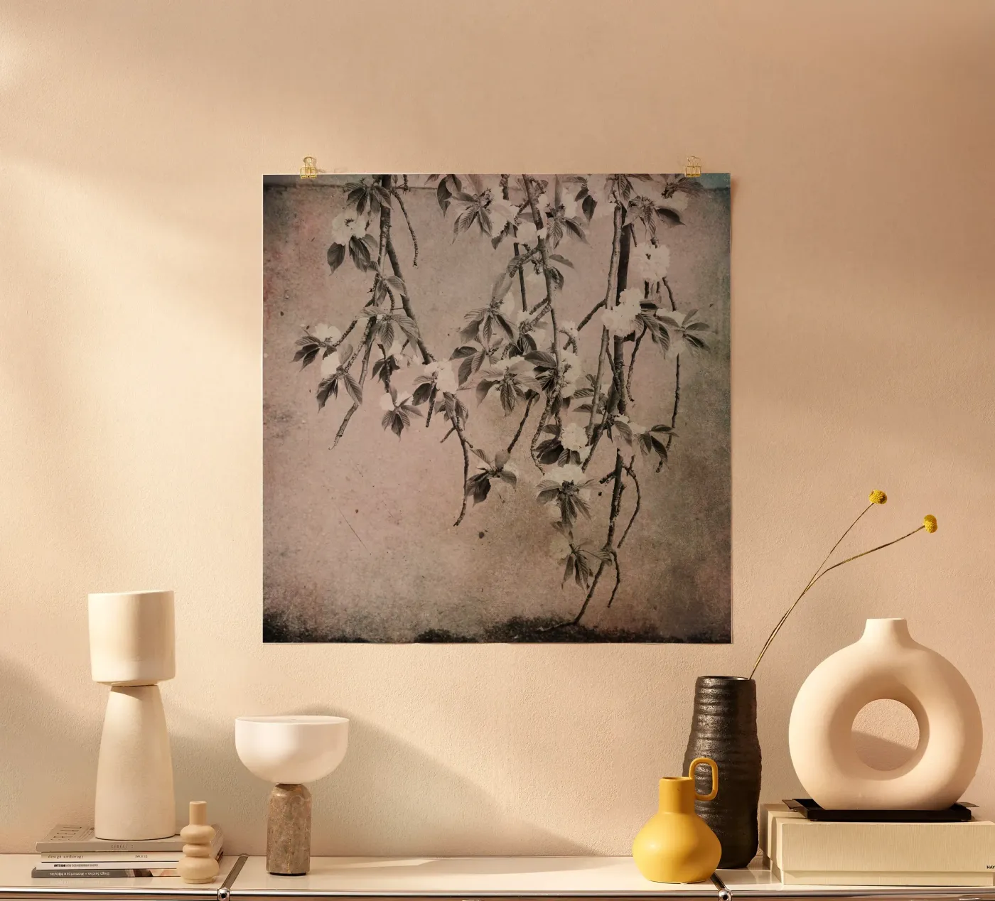 vintage cherry tree branches poster van Visuelle Poesie am Wegesrand