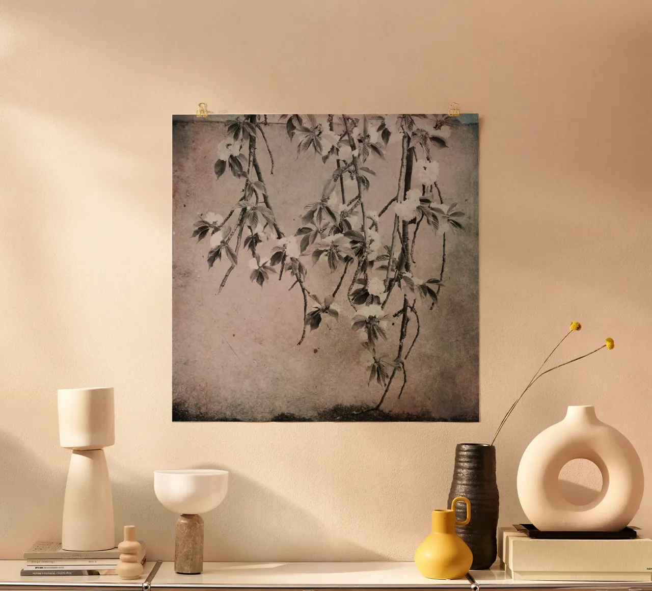 vintage cherry tree branches poster van Visuelle Poesie am Wegesrand