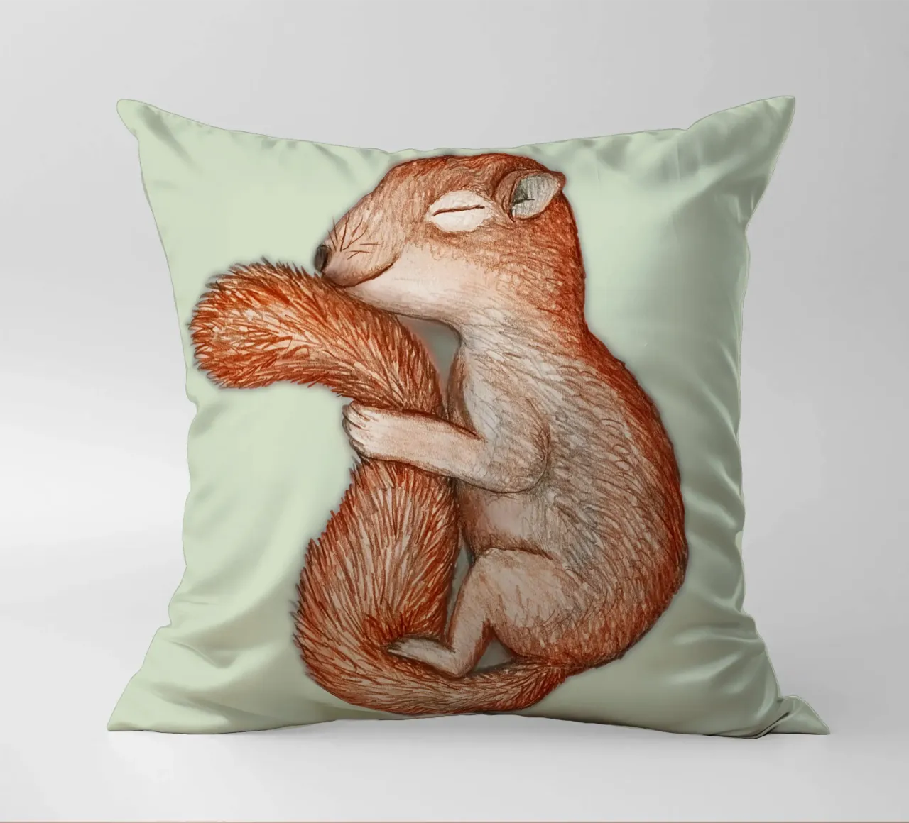 Hibernating squirrel decorative cushion by BwiseLizzy
