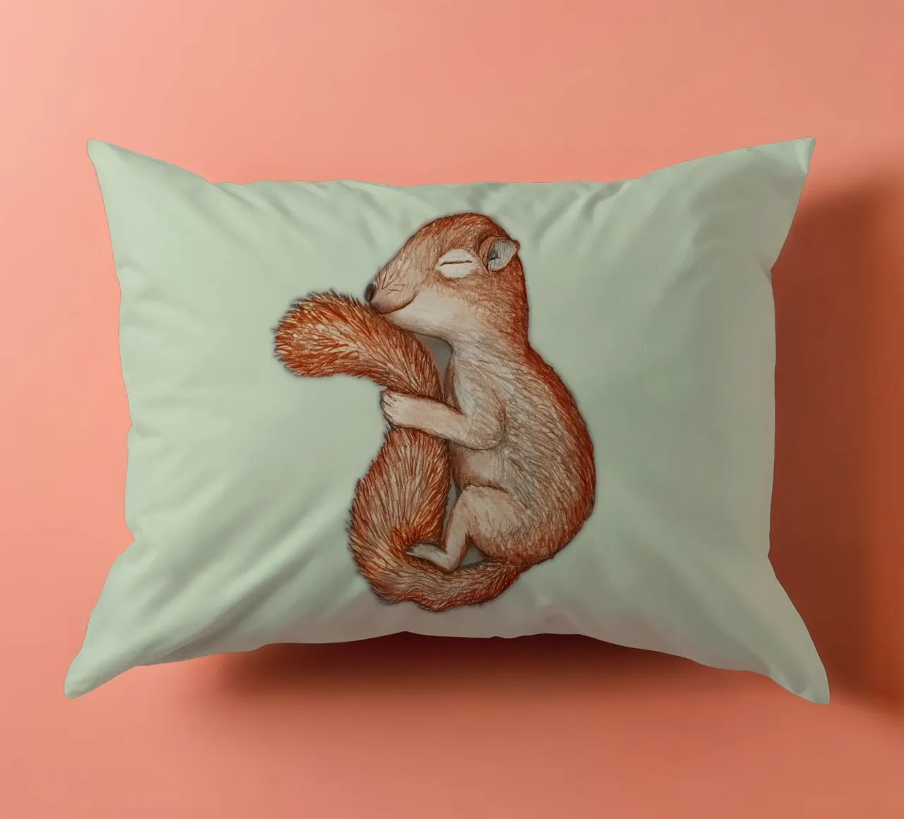 Hibernating squirrel decorative cushion by BwiseLizzy