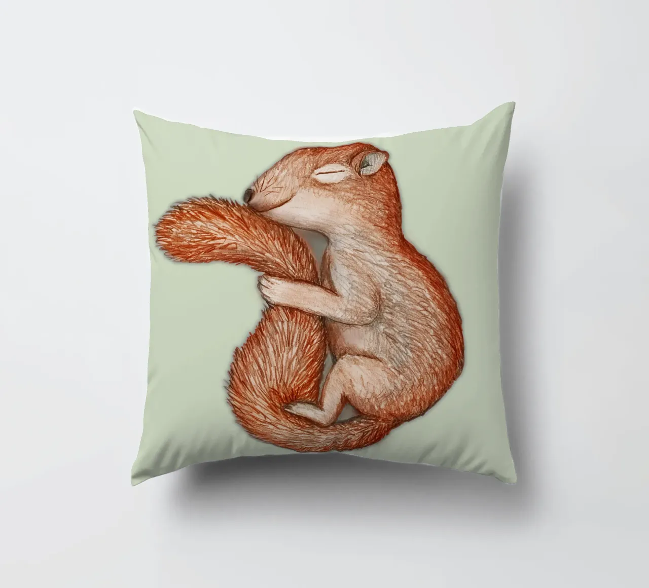 Hibernating squirrel decorative cushion by BwiseLizzy
