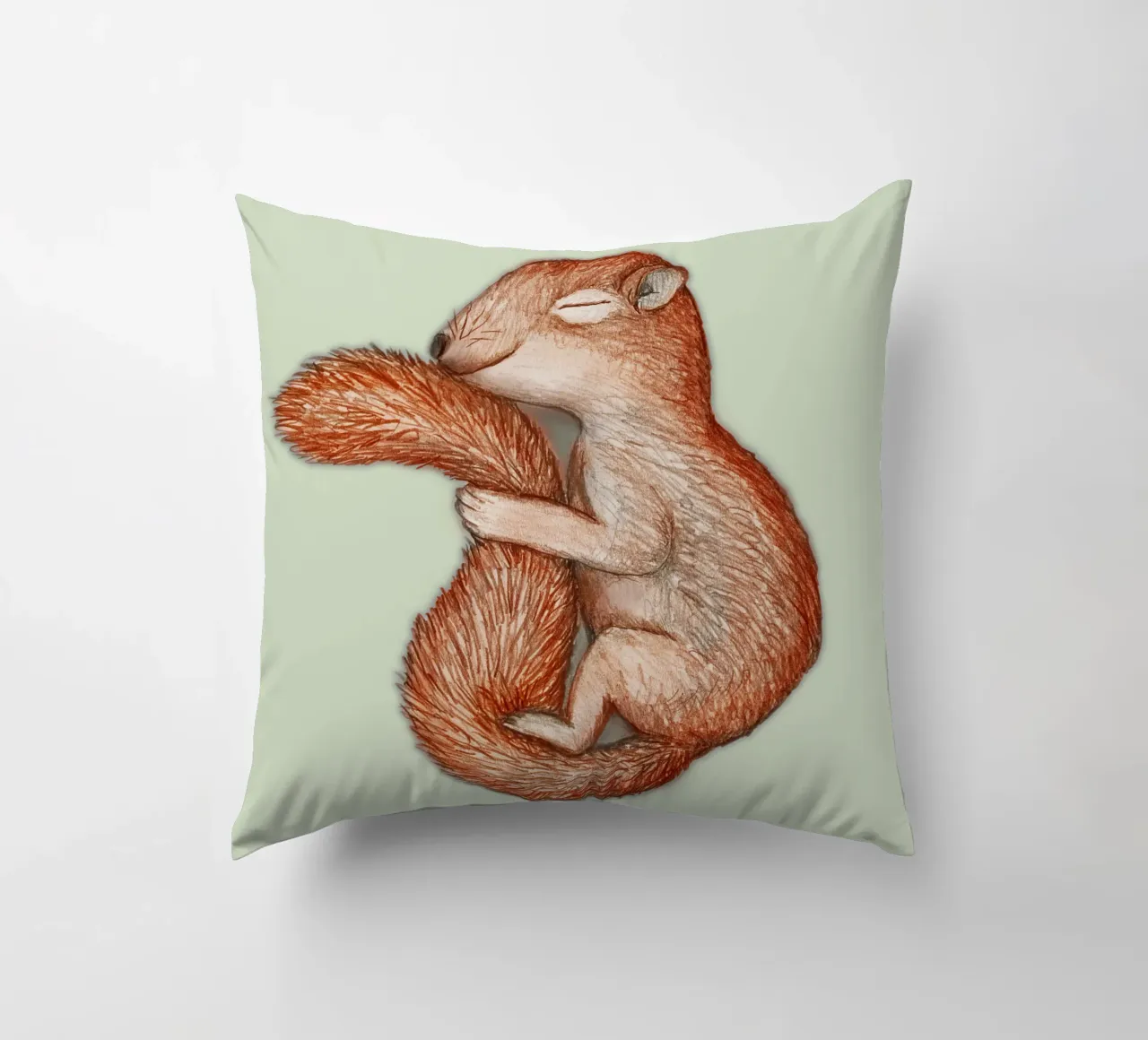 Hibernating squirrel decorative cushion by BwiseLizzy