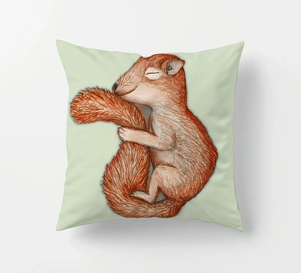 Hibernating squirrel decorative cushion by BwiseLizzy