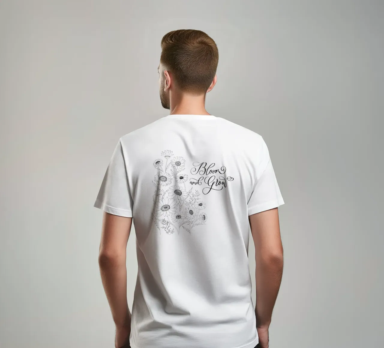 Sbocciare e fiorire. Fiori e calligrafia. Line Art. Citazione. t-shirt da CalliLetters