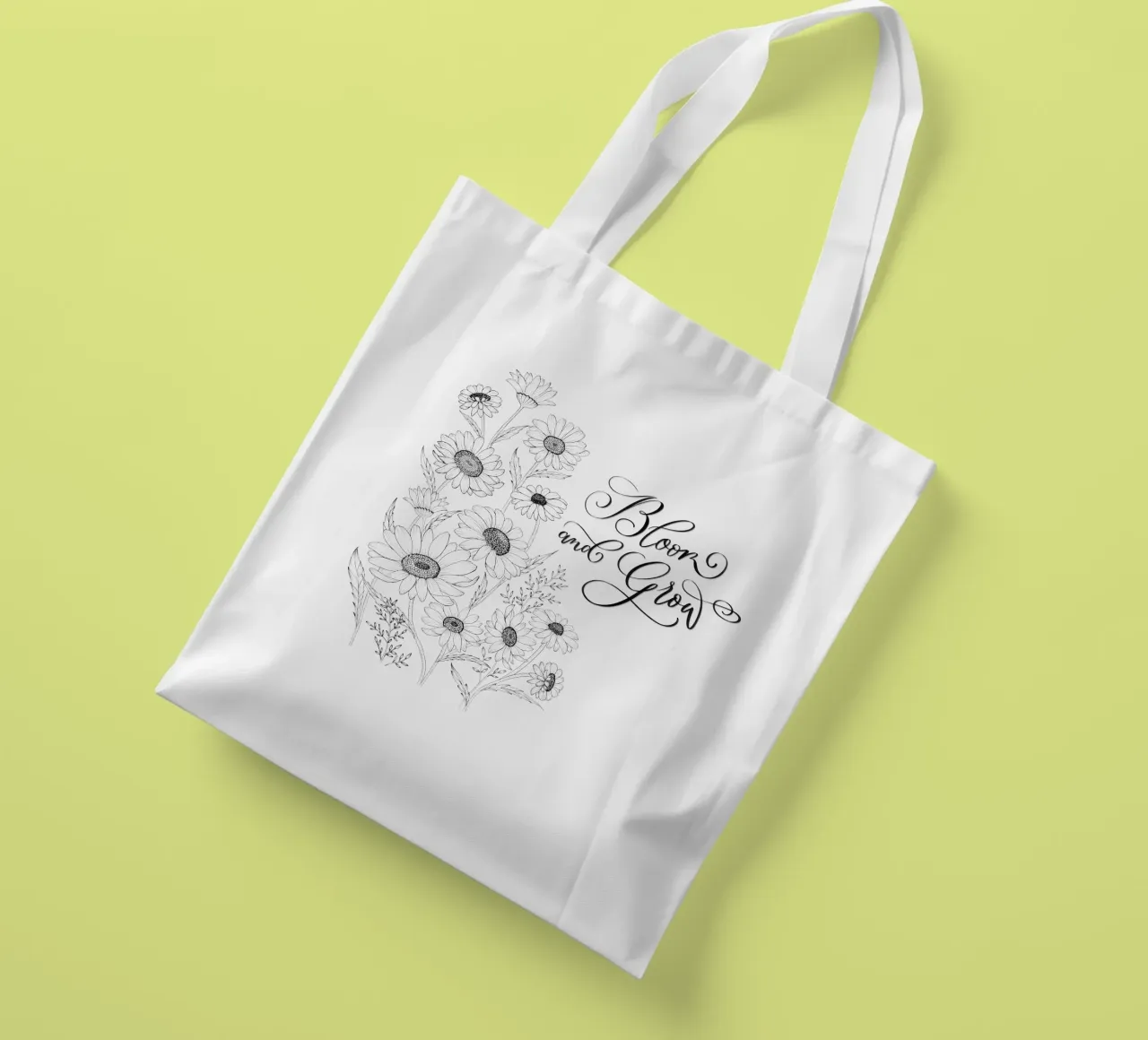 Sbocciare e fiorire. Fiori e calligrafia. Line Art. Citazione. borsa in juta da CalliLetters
