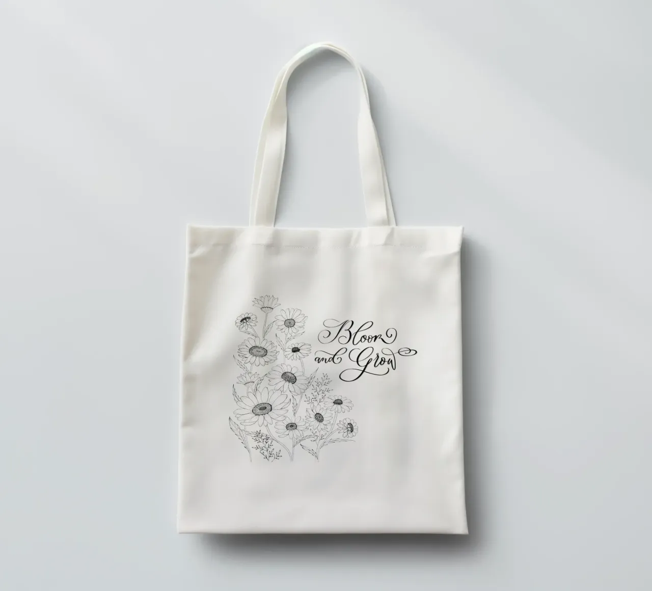 Sbocciare e fiorire. Fiori e calligrafia. Line Art. Citazione. borsa in juta da CalliLetters