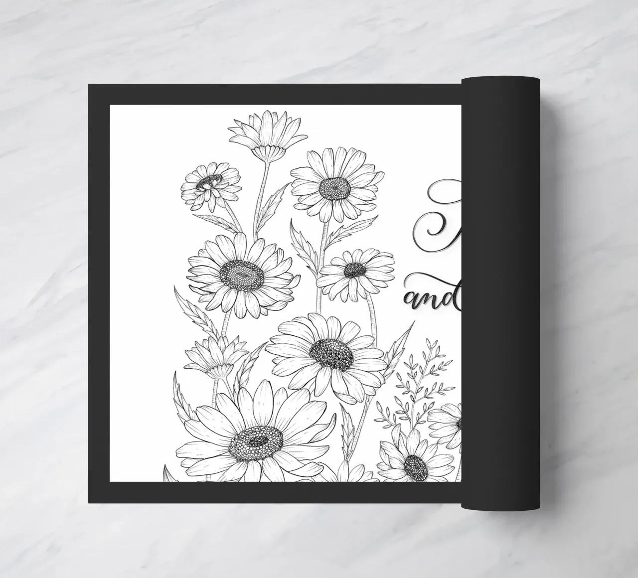 Sbocciare e fiorire. Fiori e calligrafia. Line Art. Citazione. zerbino da CalliLetters