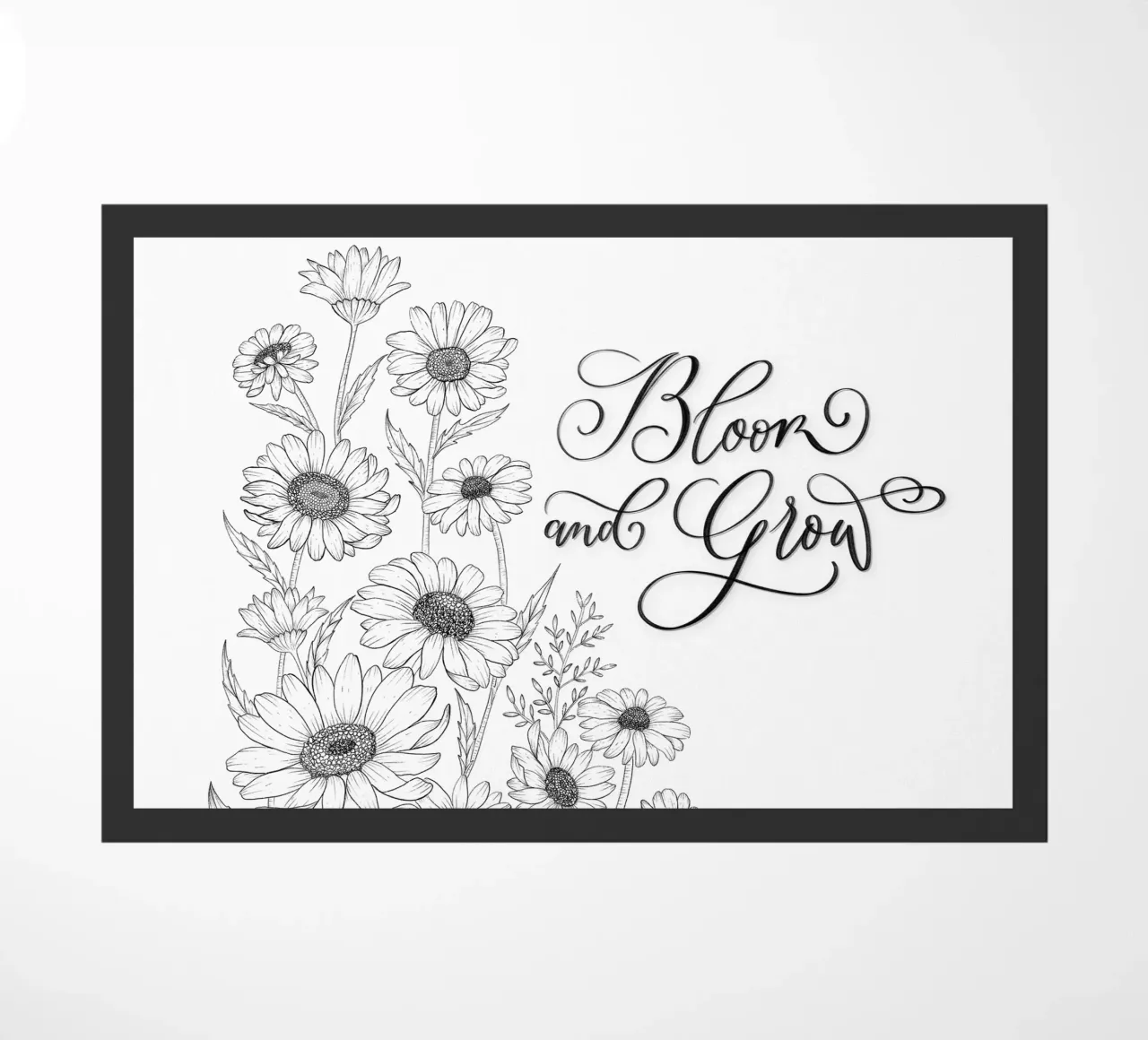 Sbocciare e fiorire. Fiori e calligrafia. Line Art. Citazione. zerbino da CalliLetters