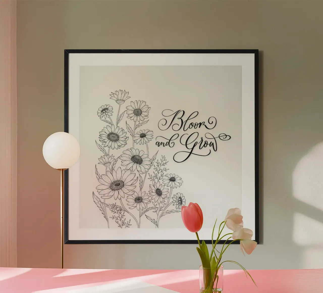 Sbocciare e fiorire. Fiori e calligrafia. Line Art. Citazione. carta hahnemühle da CalliLetters