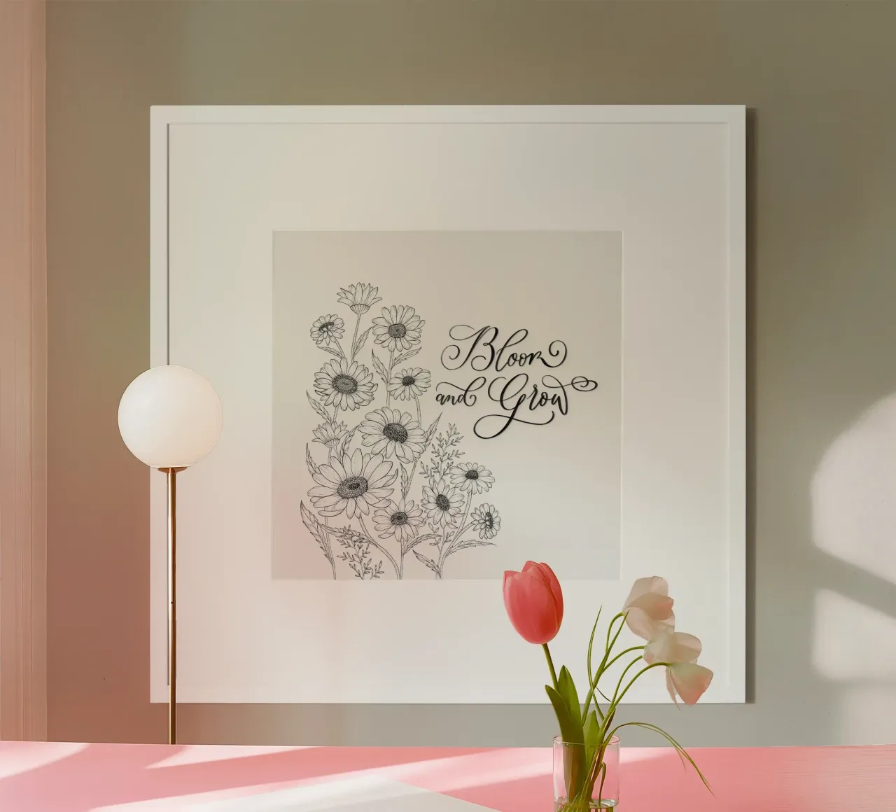 Sbocciare e fiorire. Fiori e calligrafia. Line Art. Citazione. carta hahnemühle da CalliLetters
