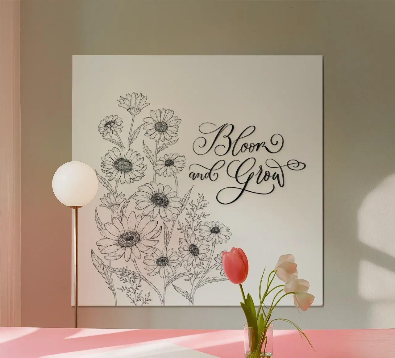 Sbocciare e fiorire. Fiori e calligrafia. Line Art. Citazione. carta hahnemühle da CalliLetters