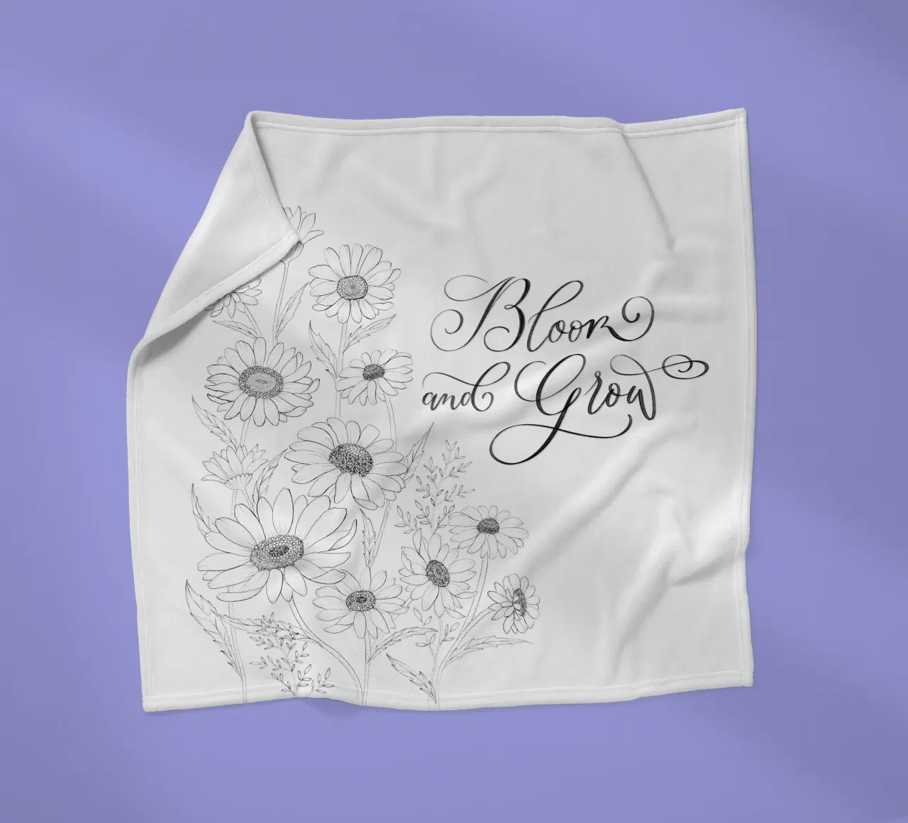 Sbocciare e fiorire. Fiori e calligrafia. Line Art. Citazione. coperta in pile da CalliLetters