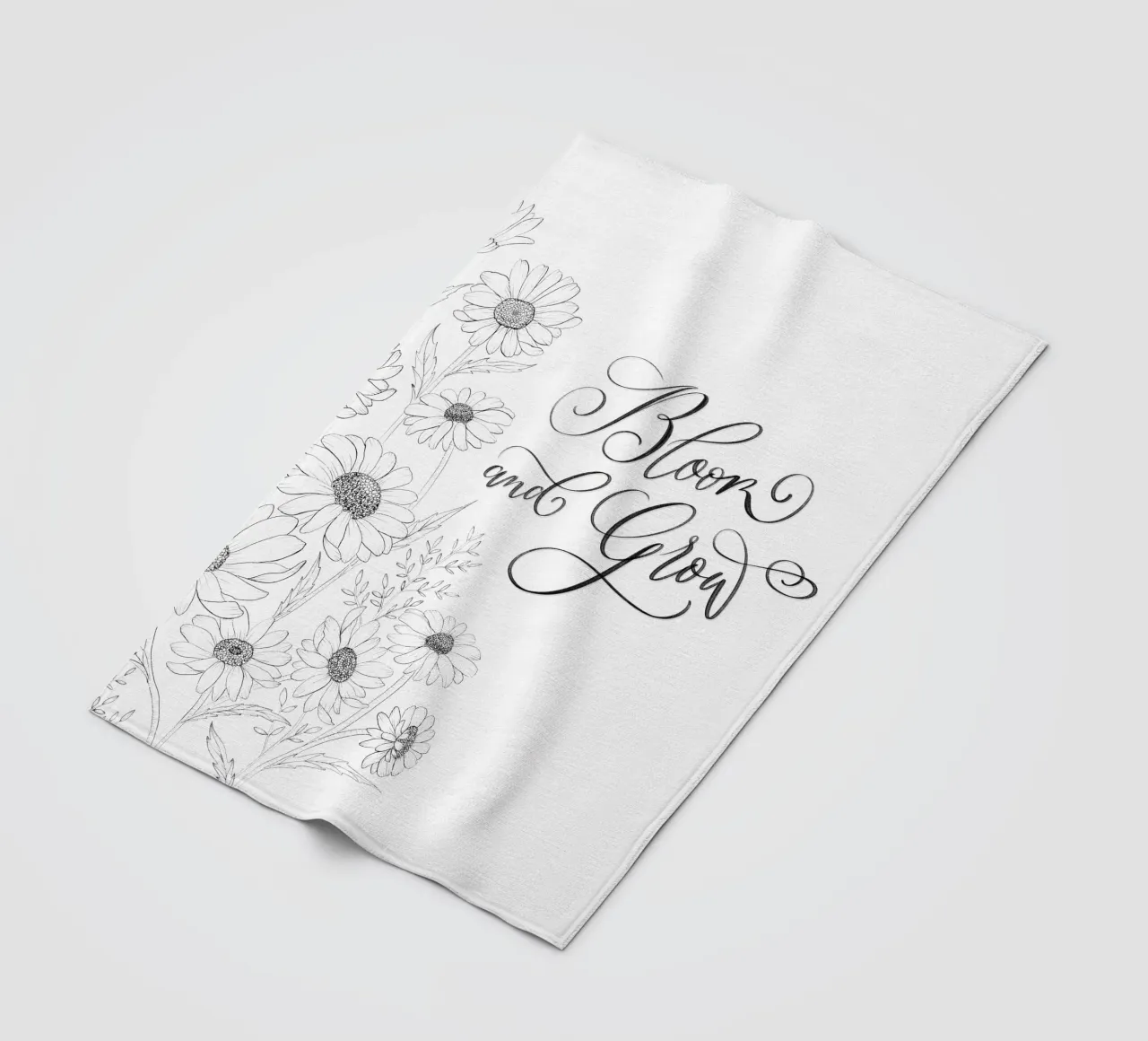 Sbocciare e fiorire. Fiori e calligrafia. Line Art. Citazione. coperta in pile da CalliLetters
