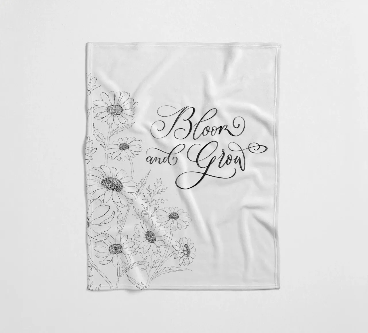 Sbocciare e fiorire. Fiori e calligrafia. Line Art. Citazione. coperta in pile da CalliLetters