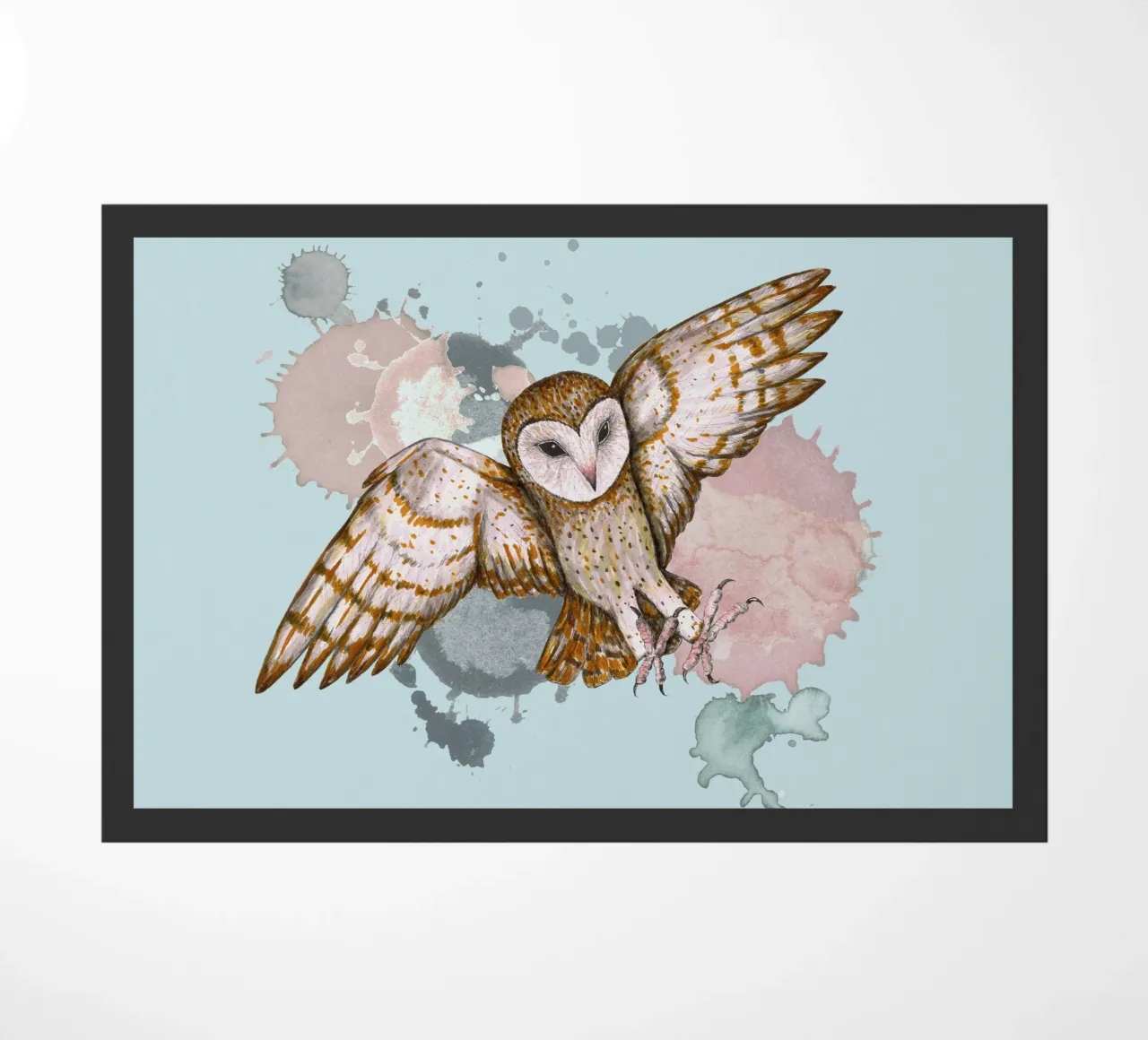 Attacking barn owl doormat by BwiseLizzy