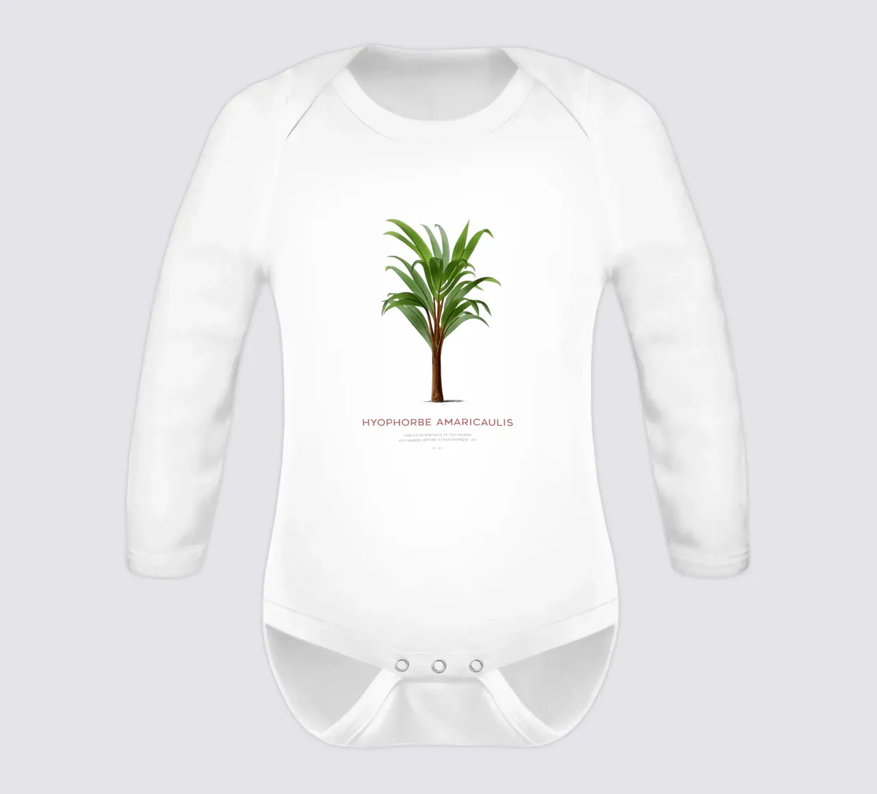 Palma più solitaria o Hyophorbe Amaricaulis body neonato maniche lunghe da Vintagrafica