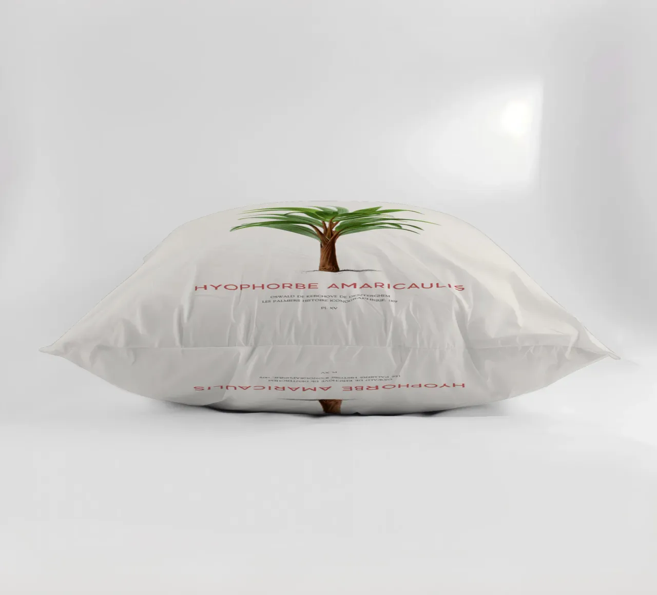 Loneliest palm or Hyophorbe Amaricaulis decorative cushion by Vintagrafica