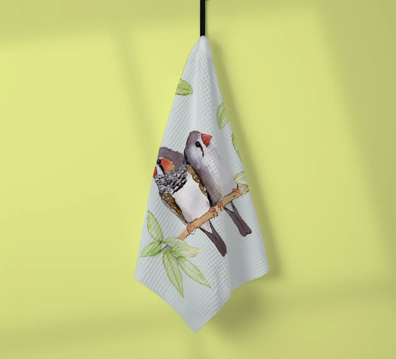 Sweet couple of zebra finches tea towel by BwiseLizzy