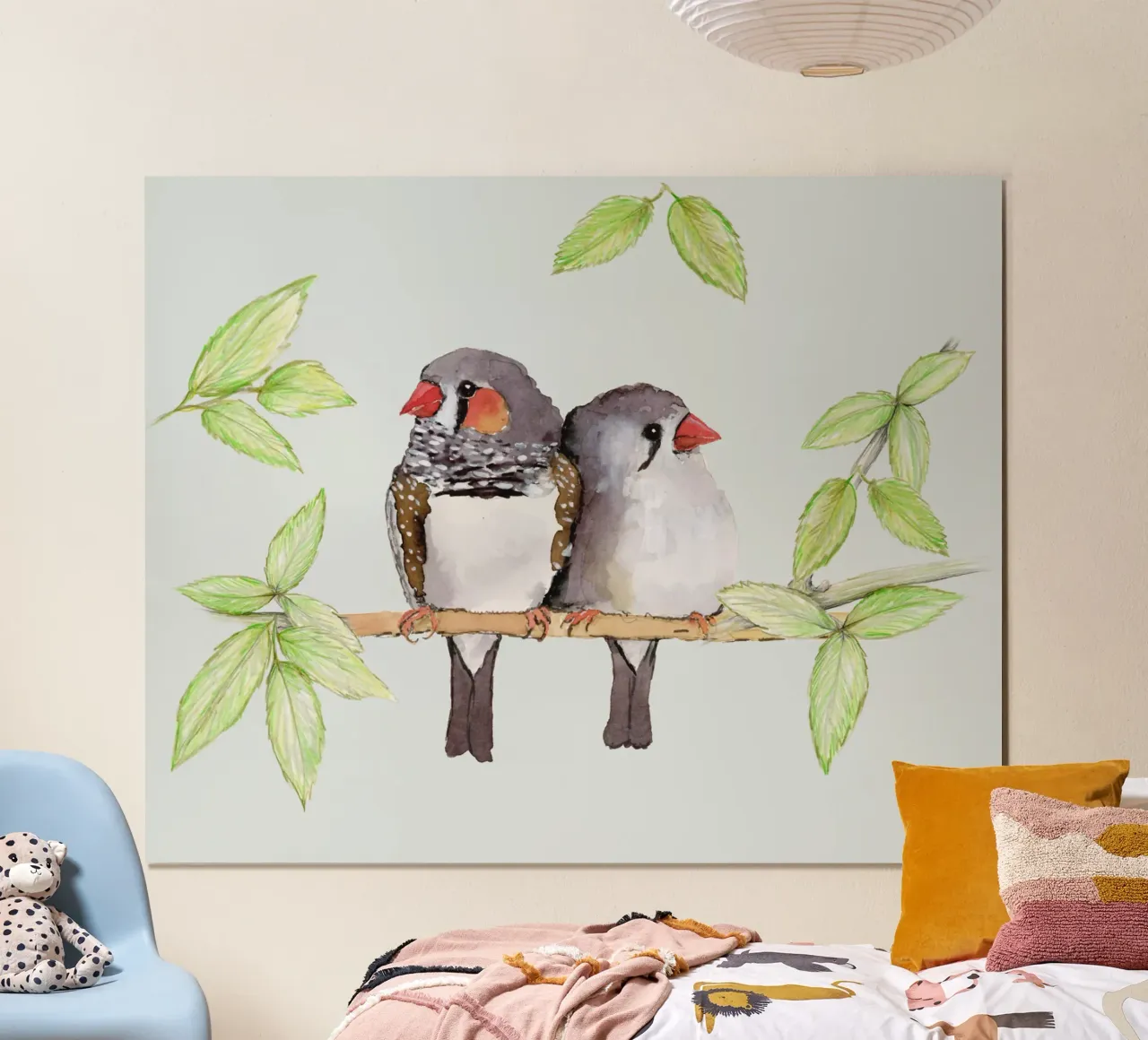 Una dolce coppia di fringuelli zebrati poster con telaio in legno da BwiseLizzy